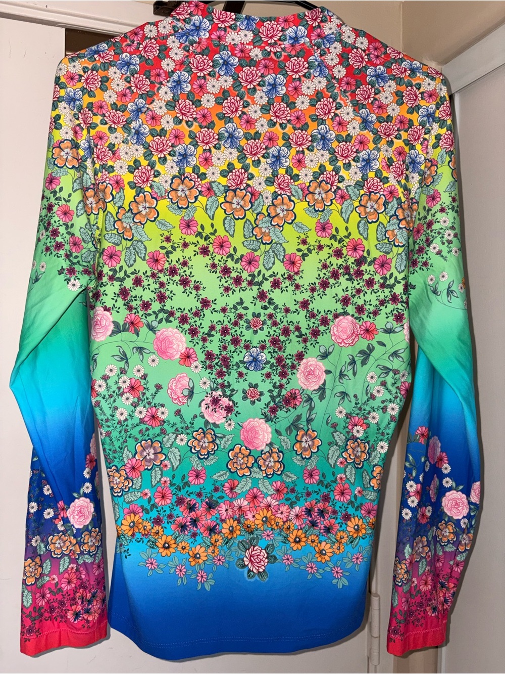 Johnny Was Swimwear Surf Shirt Comfort Rash Guard Floral Blue Multi Top Size 2XL - Picture 3 of 5